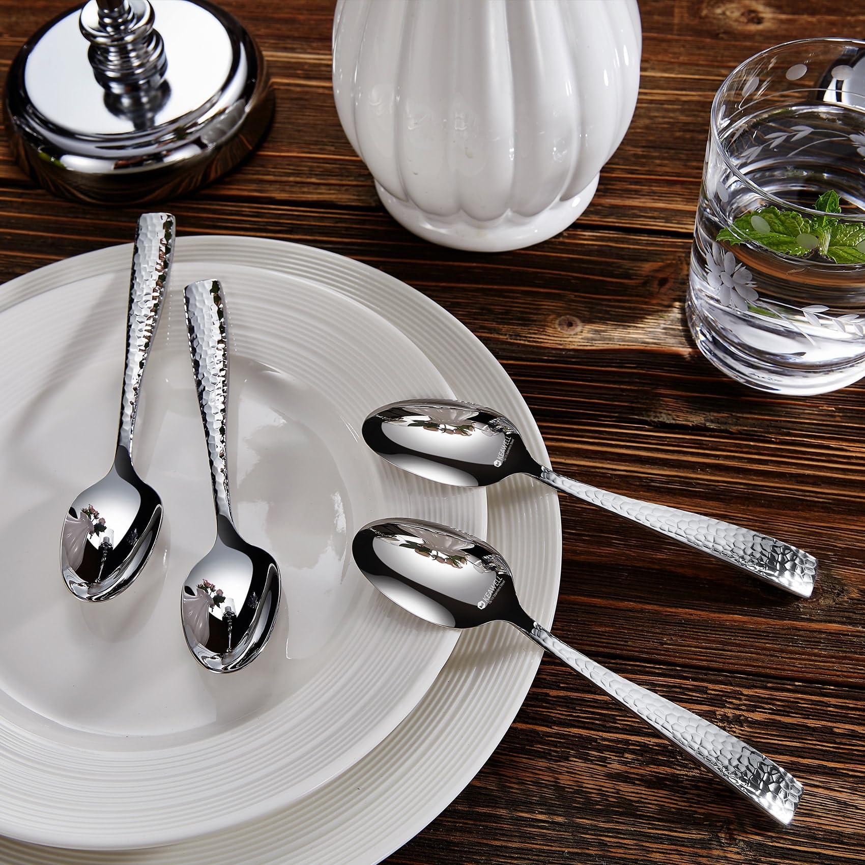 KEAWELL Louis hammered silhouette on dishwasher-safe display implies easy cleanup.