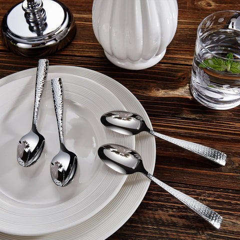 KEAWELL Louis hammered spoons ergonomic handle pictured for comfortable dining