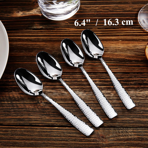 KEAWELL Louis hammered spoons 4pc set with mirror finish for upscale table presentation