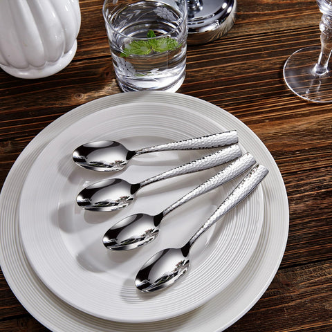 KEAWELL Louis hammered spoons arranged on a stylish table setting