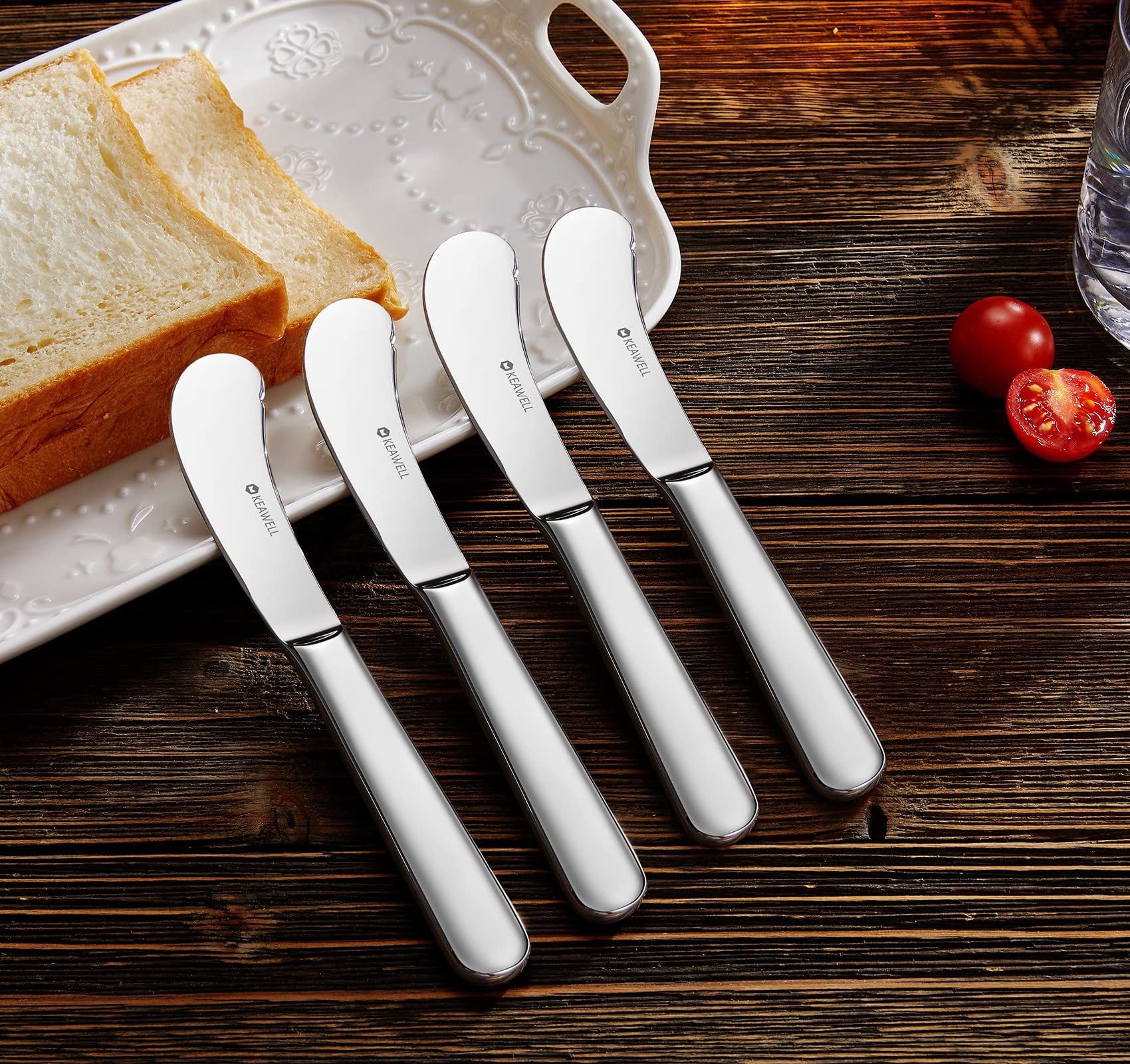KEAWELL rust-resistant stainless steel keeps butter knives looking bright.
