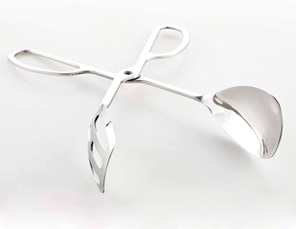 KEBE stainless steel tongs with dual mirror polish for distortion-free serving