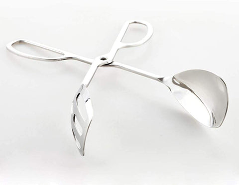 KEBE stainless steel tongs with dual mirror polish for distortion-free serving