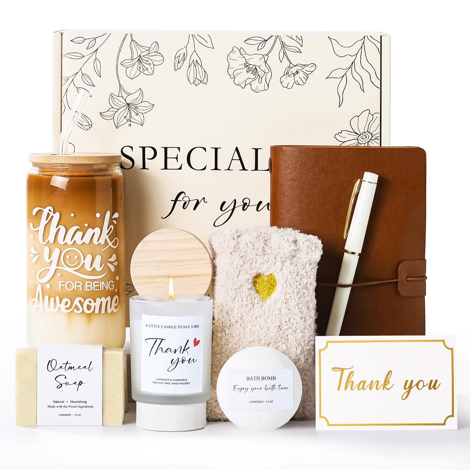 Keckensr thank you gift basket glass cup 16oz for hot coffee or iced drinks