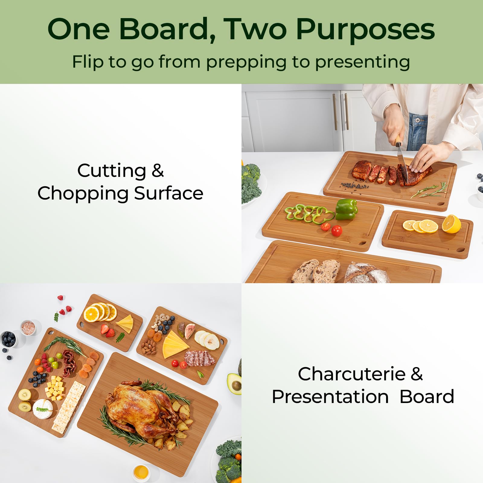 Keechee bamboo cutting board 15x10 inches, perfect for daily chopping tasks.