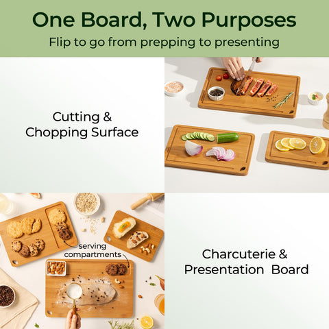 Keechee bamboo cutting board 9x6 compact serves as a portable tray