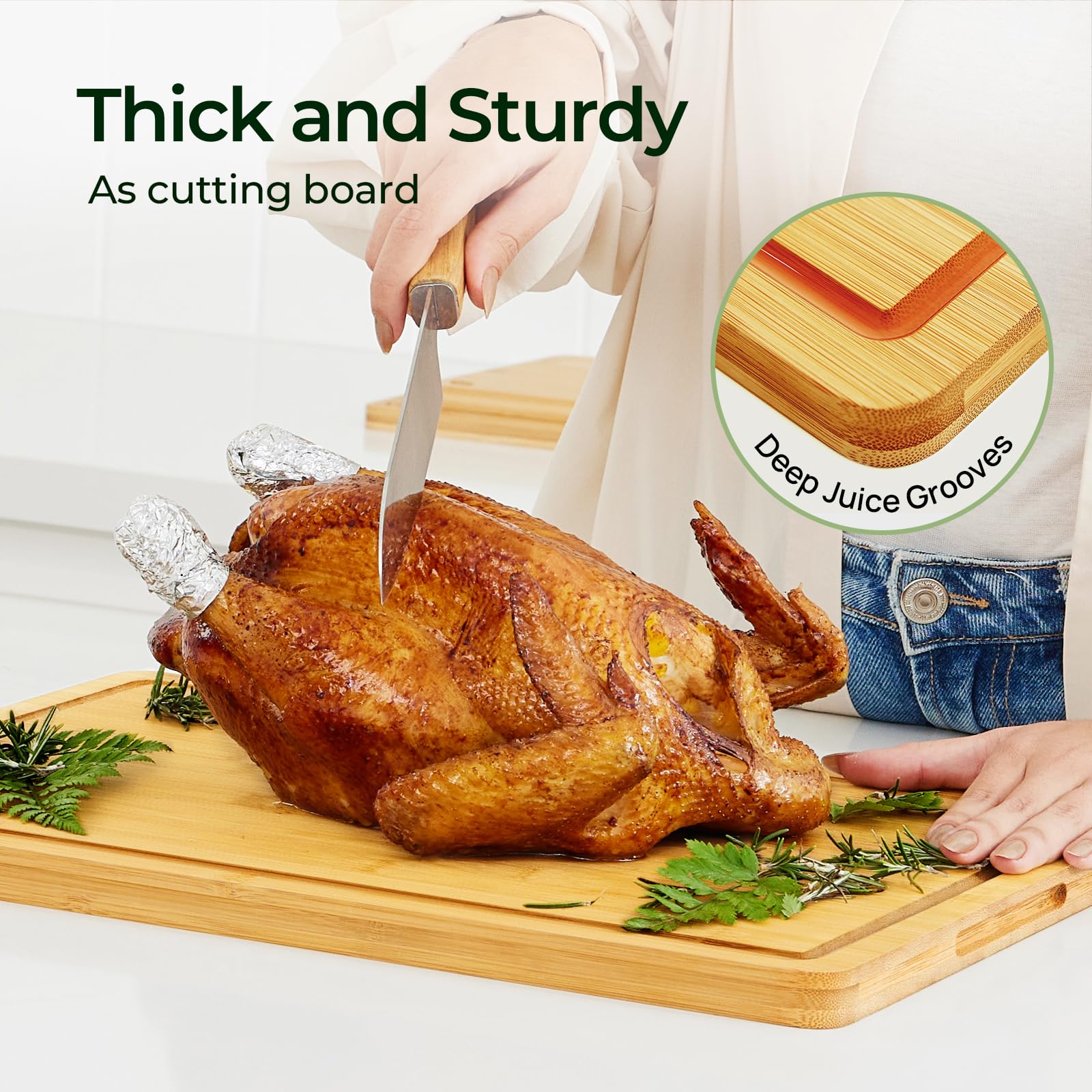 Keechee board hangs to dry, saving kitchen counter space.