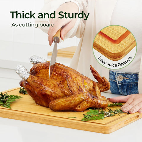 Keechee board hangs to dry, saving kitchen counter space.