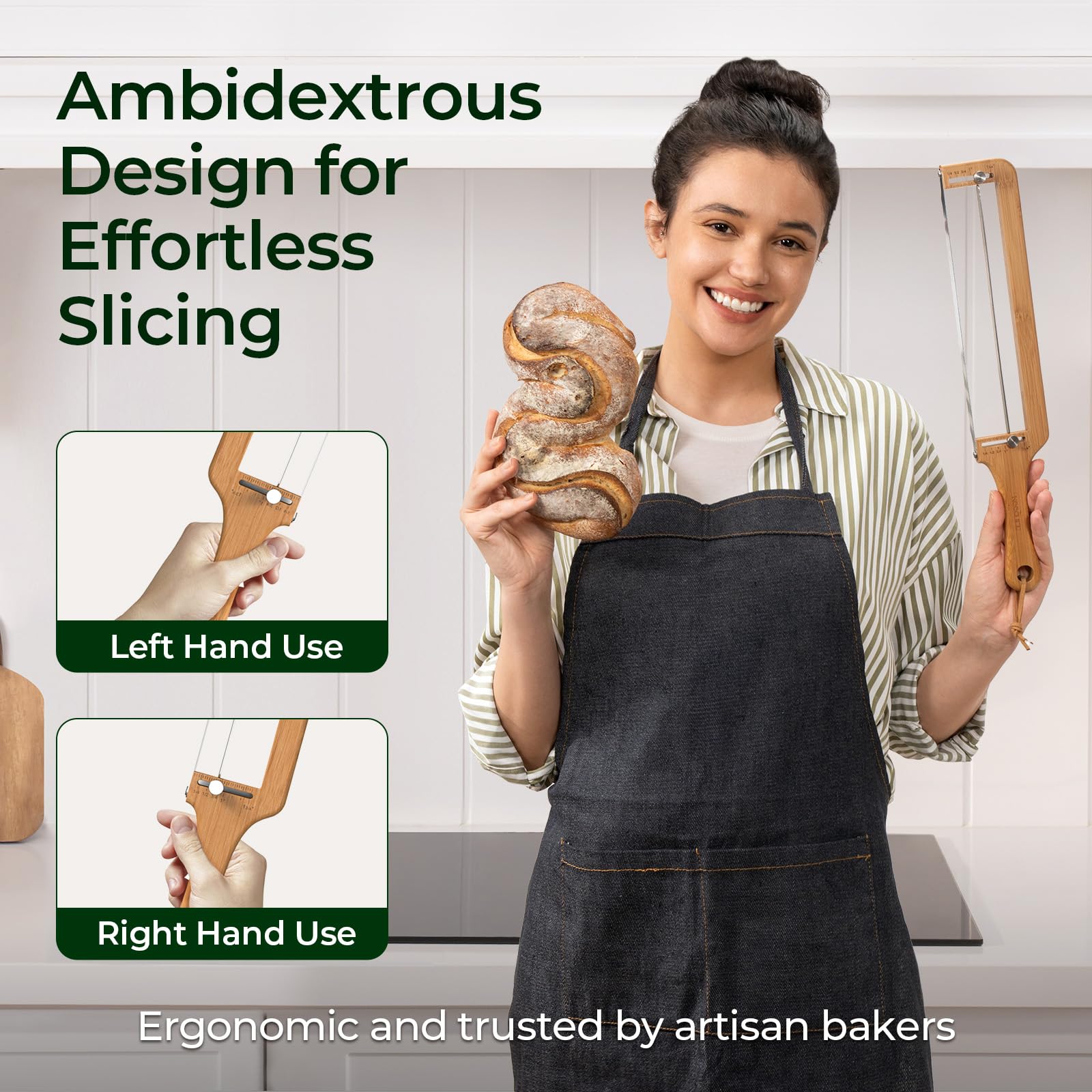Keechee Bread Pilot demonstrating even slices for uniform bread thickness.