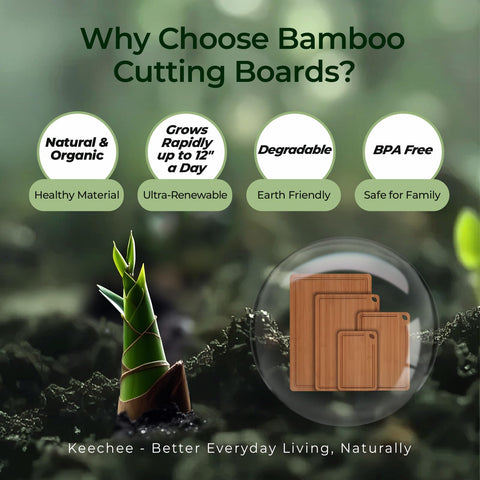 Keechee carbonized bamboo close-up shows durable, dark surface.