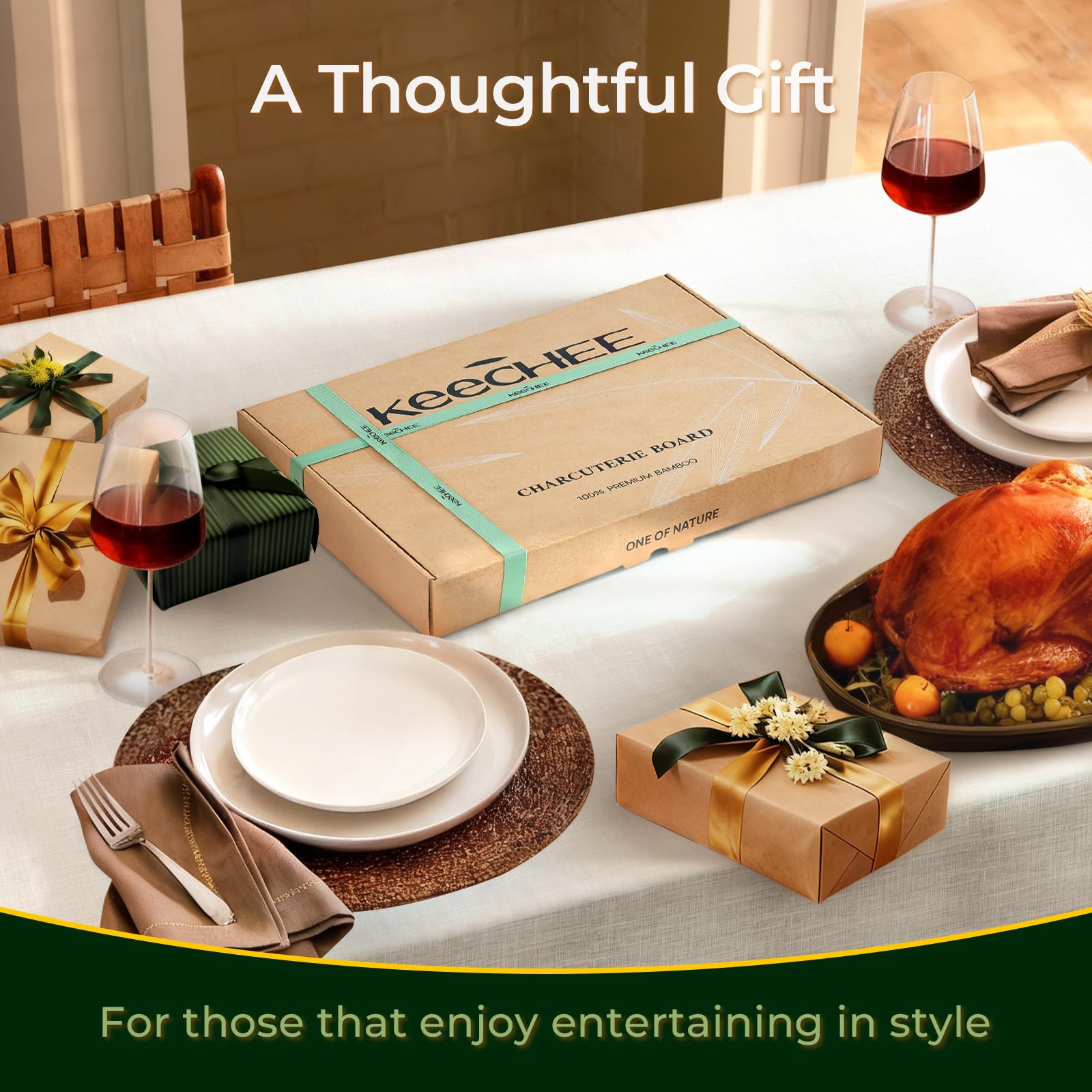 Keechee charcuterie board non porous surface easy to clean