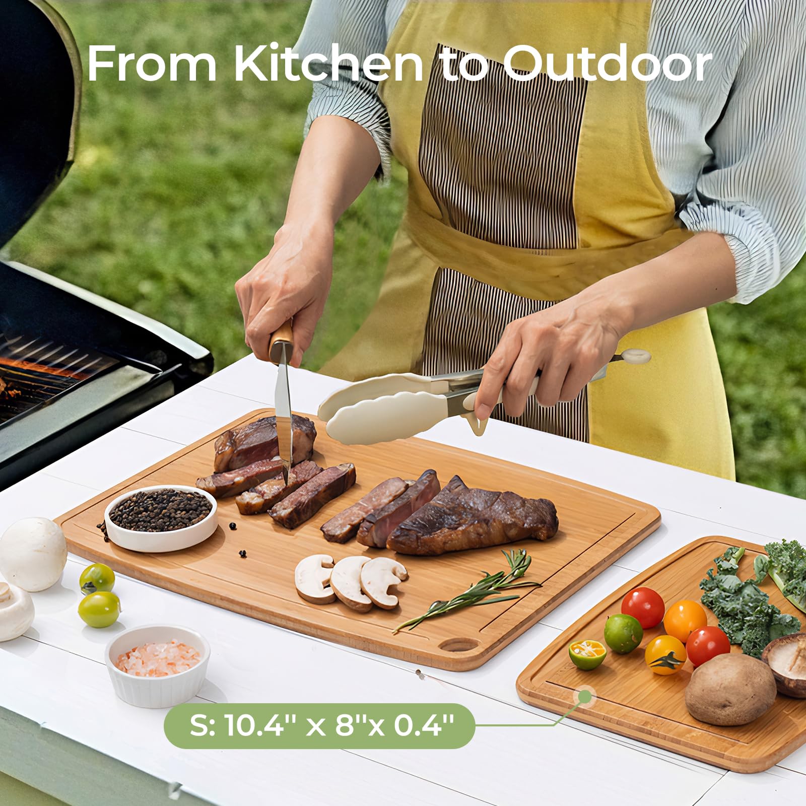 Keechee dual-sided cutting board for prep and serving.
