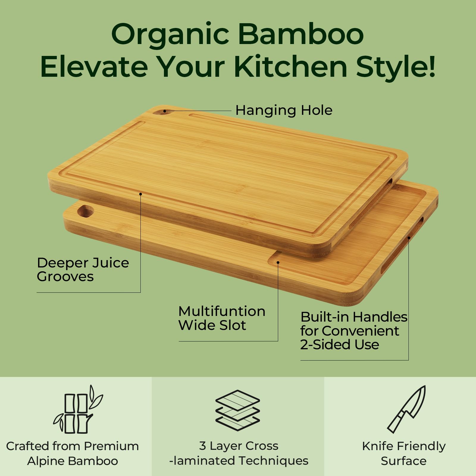 Keechee juice groove on cutting board captures liquids to keep counters clean