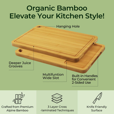 Keechee juice groove on cutting board captures liquids to keep counters clean