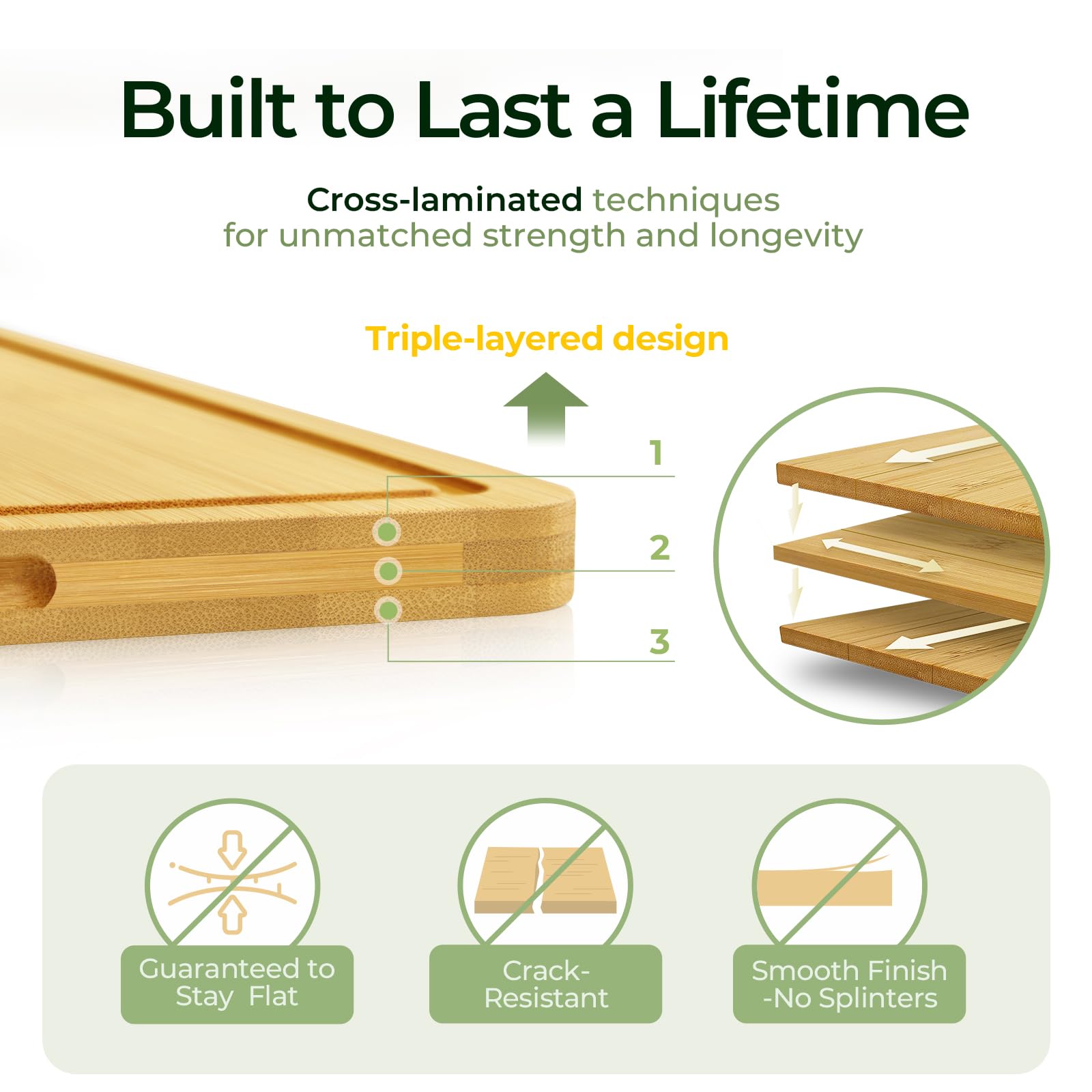 Keechee cutting board with reversible design for dual surfaces