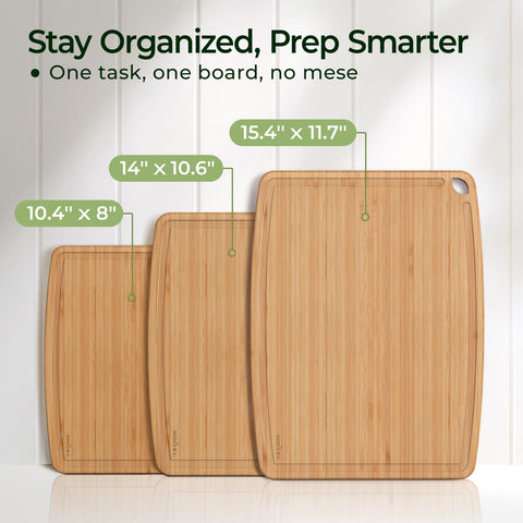 Keechee dual-sided board in use for prep and serving