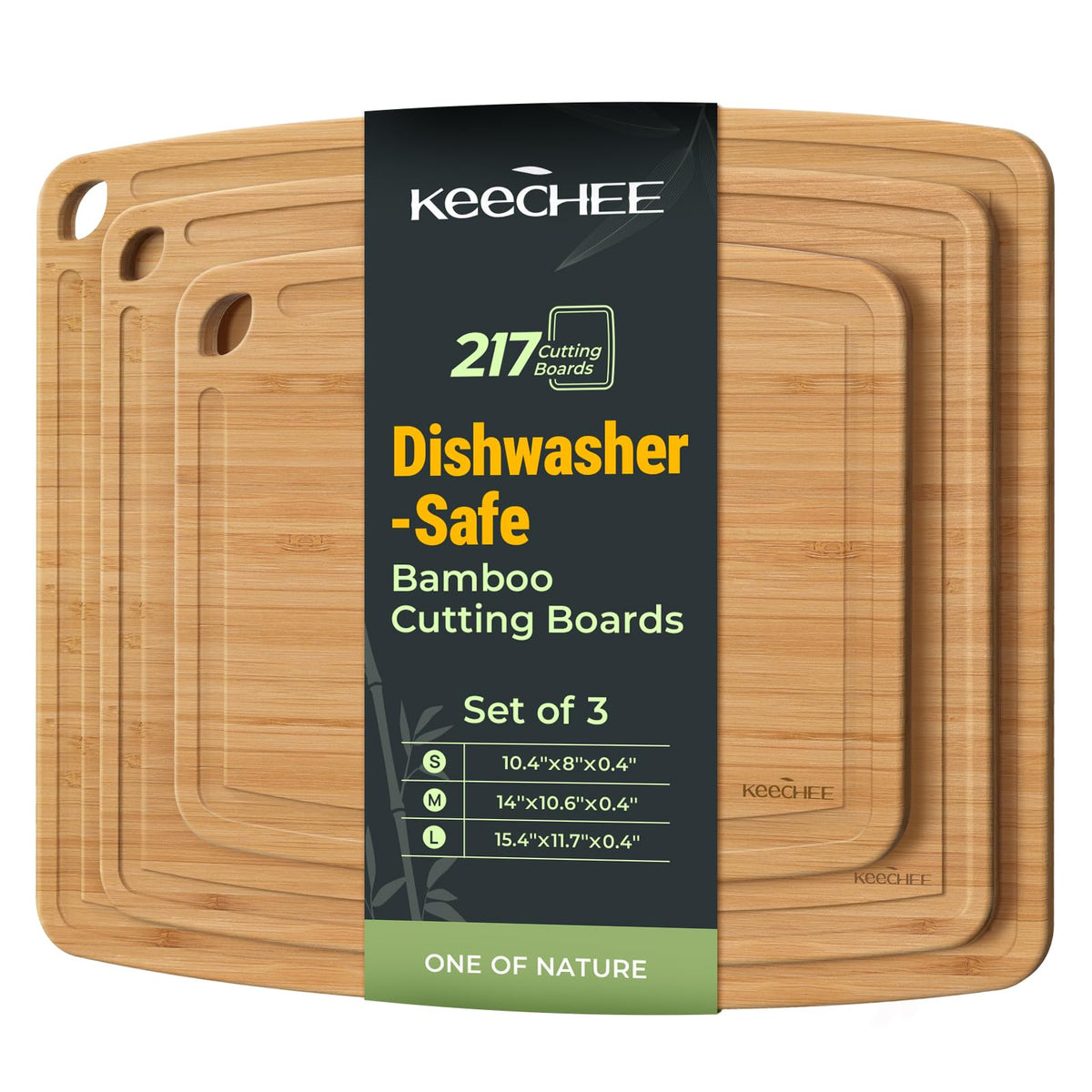 Keechee large bamboo cutting board on counter showing organized prep space