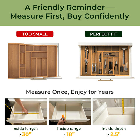 Keechee expandable silverware tray with removable dividers for a custom layout.