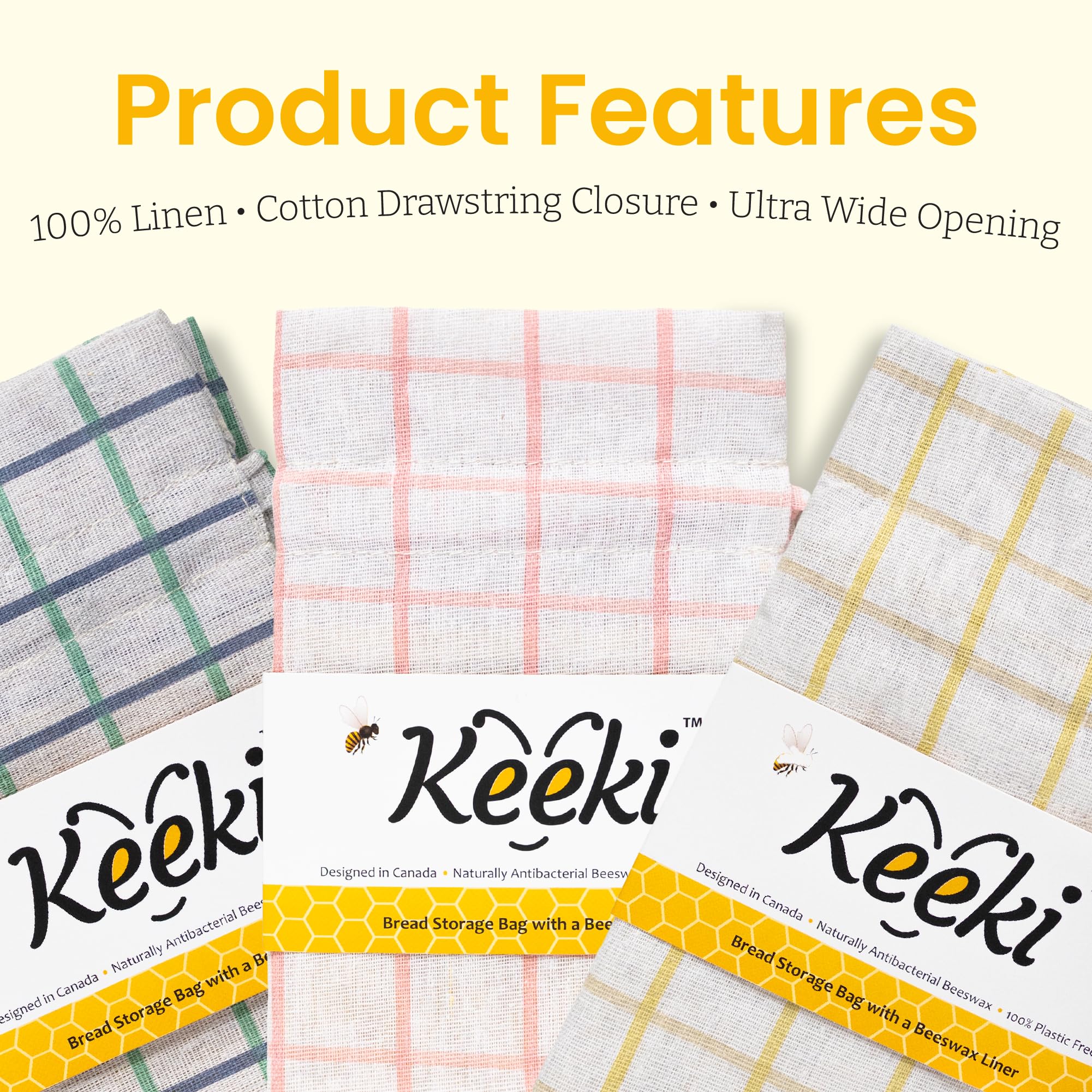 Keeki Bag uses 100% linen and cotton for plastic-free storage.