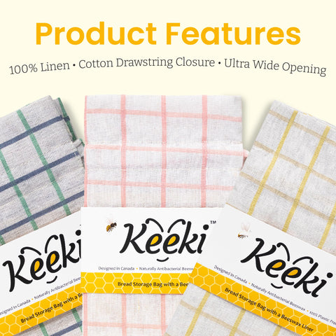 Keeki Bag uses 100% linen and cotton for plastic-free storage.