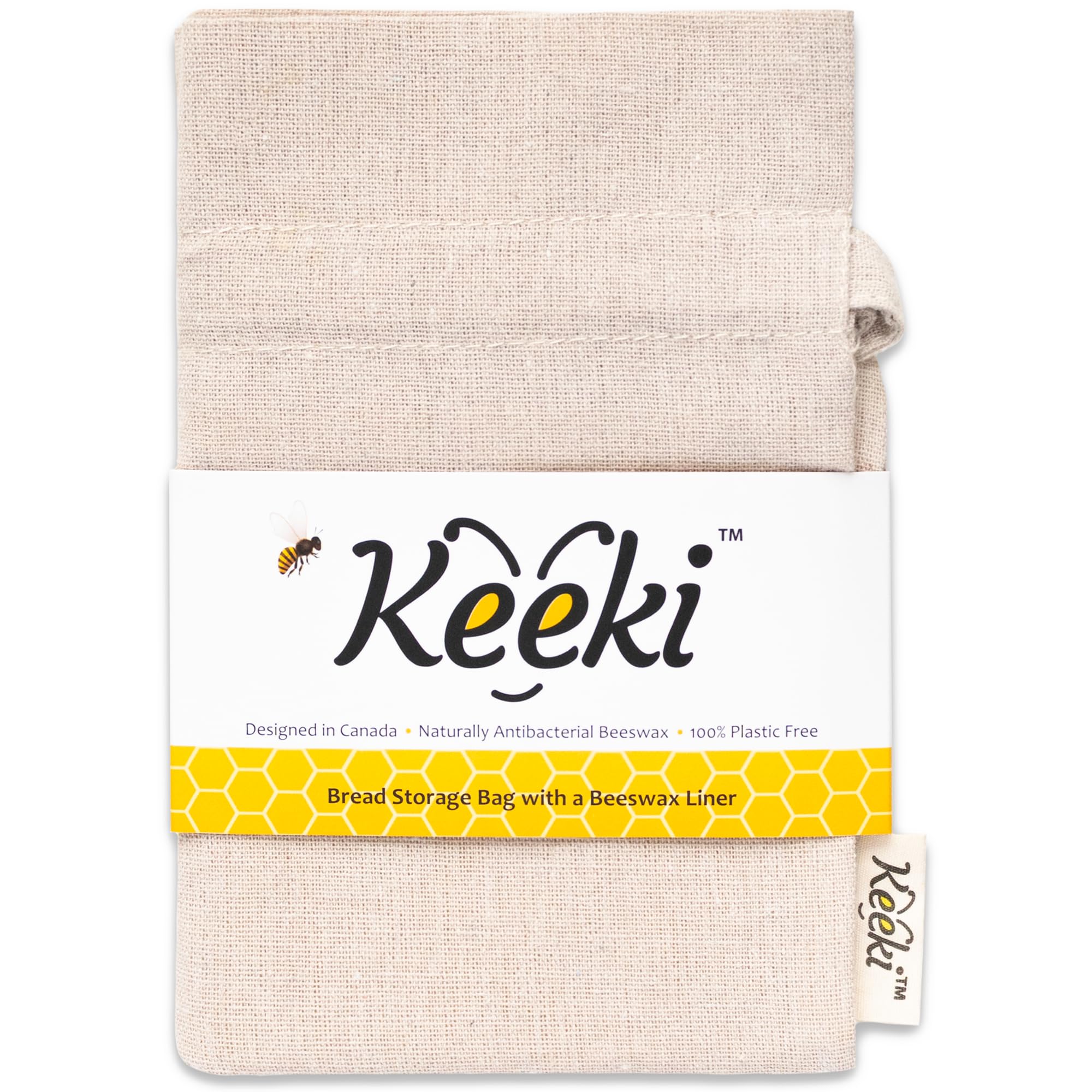 Keeki Bag wide opening with drawstring for easy loaf insertion and storage.