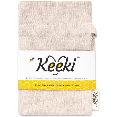 Keeki Bag wide opening with drawstring for easy loaf insertion and storage.