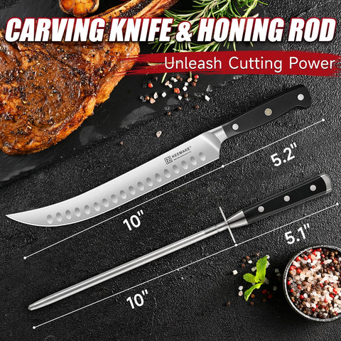 KEEMAKE 10-inch blade close-up showing razor-sharp edge for precise cuts