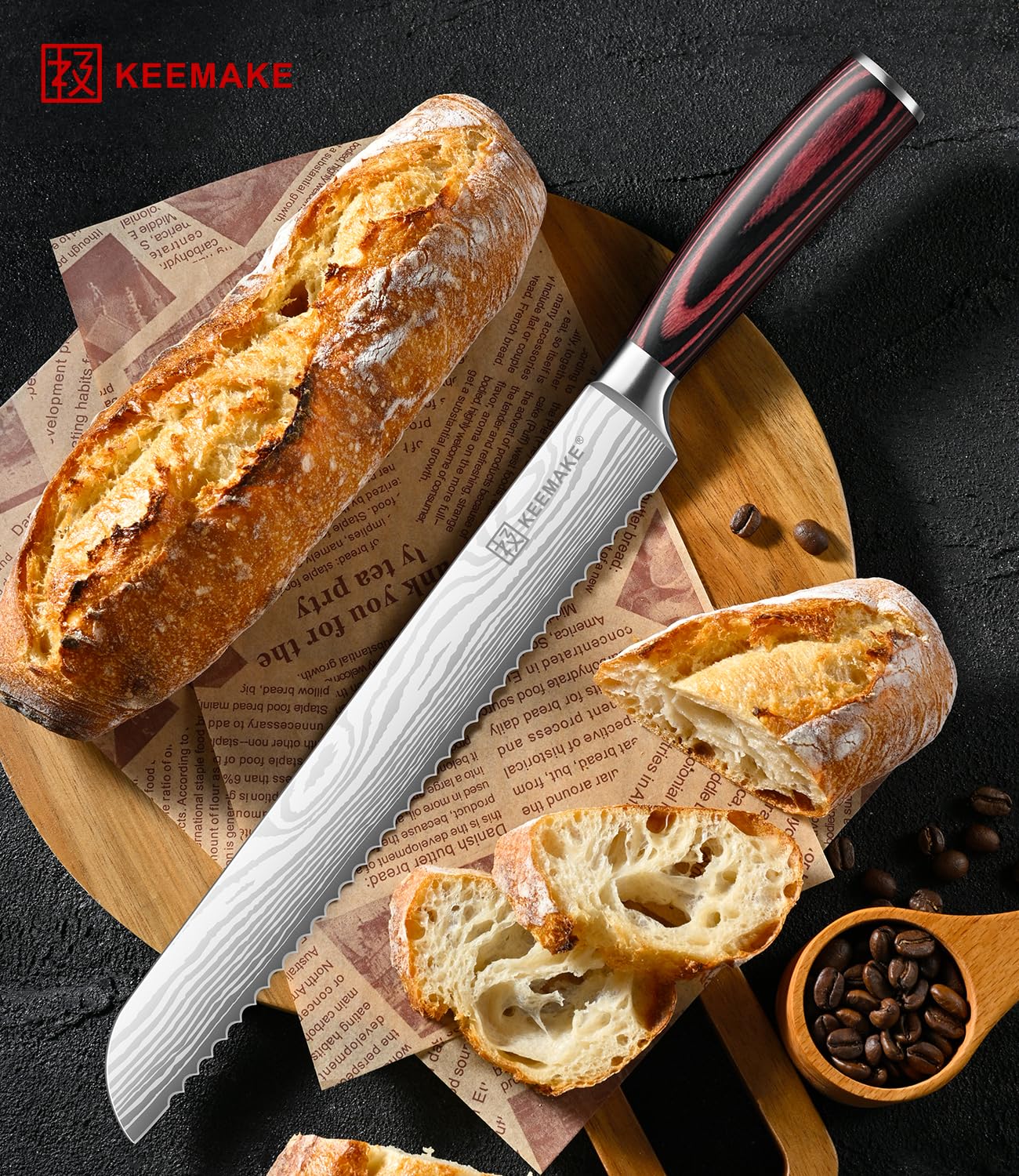 Crumb-free slices showcase precise cuts with minimal waste.