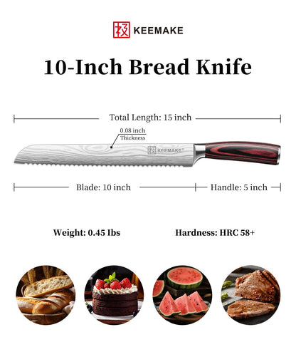 KEEMAKE knife with Pakkawood handle for ergonomic, non-slip control.