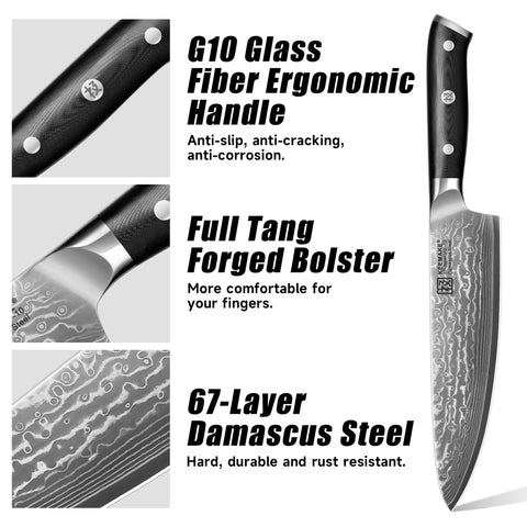 KEEMAKE full-tang ergonomic handle for balanced control and comfort.