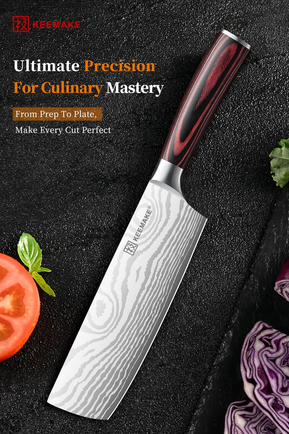 KEEMAKE high-carbon stainless steel blade showcasing durability and rust resistance