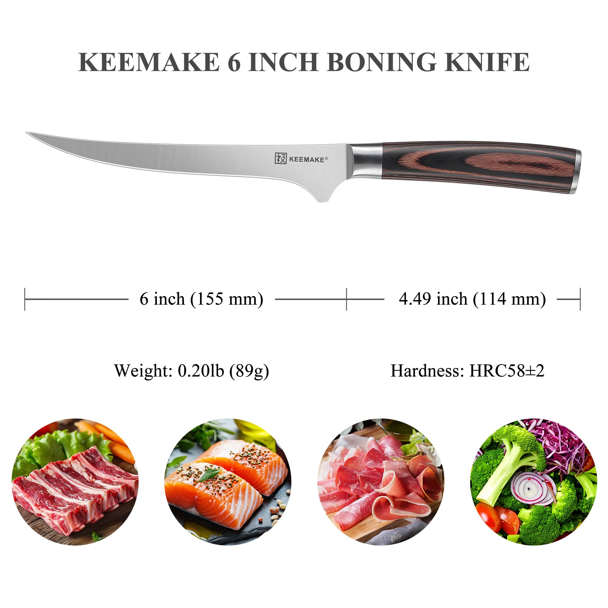KEEMAKE high carbon steel blade delivers lasting edge and rust resistance.