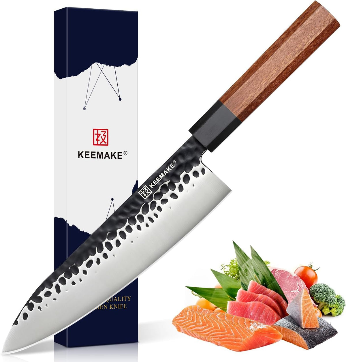 KEEMAKE Japanese Gyuto 8-inch blade edge for precise slicing in home cooking.