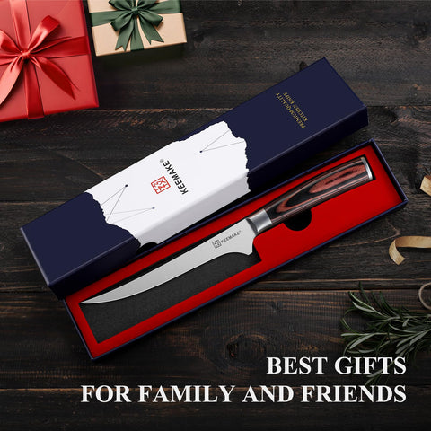 KEEMAKE professional-grade boning knife versatile for meat and fish prep.