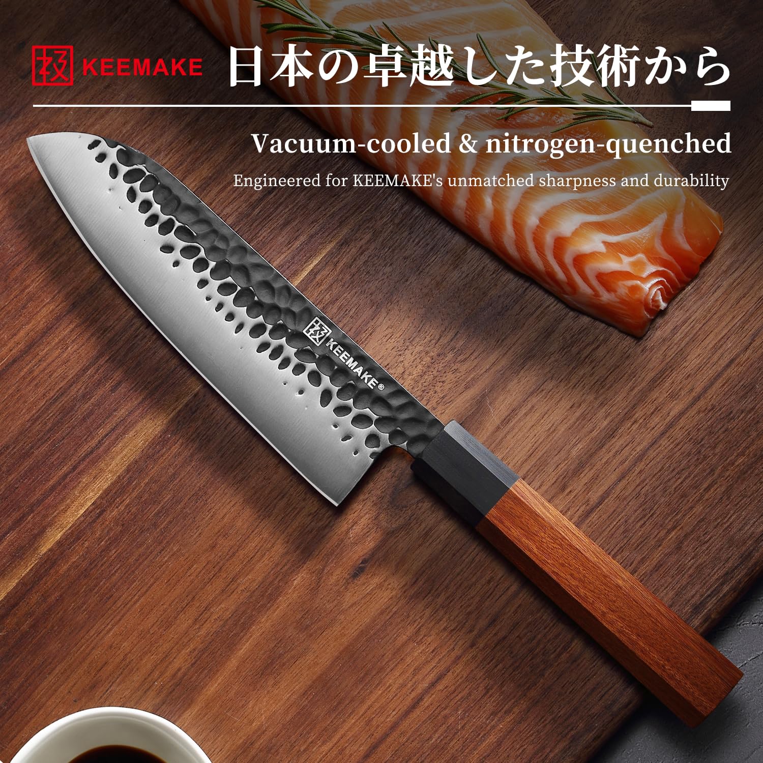 KEEMAKE Santoku Knife G10 bolster strengthens durability and blade stability.