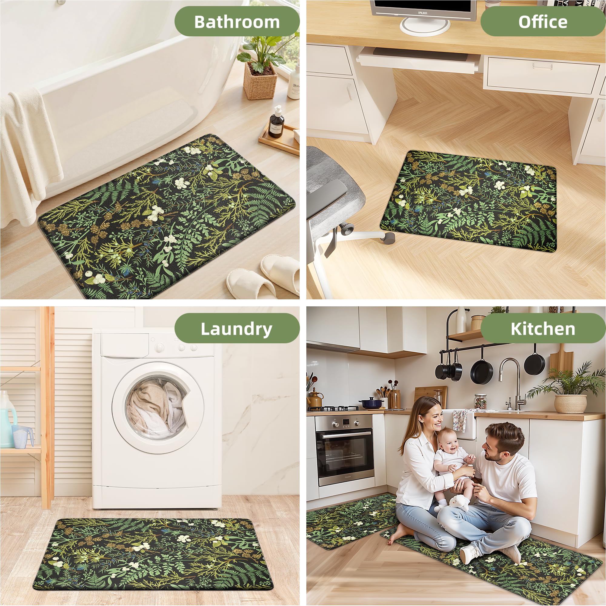 Keensoft anti-fatigue kitchen rug reduces standing fatigue during kitchen tasks