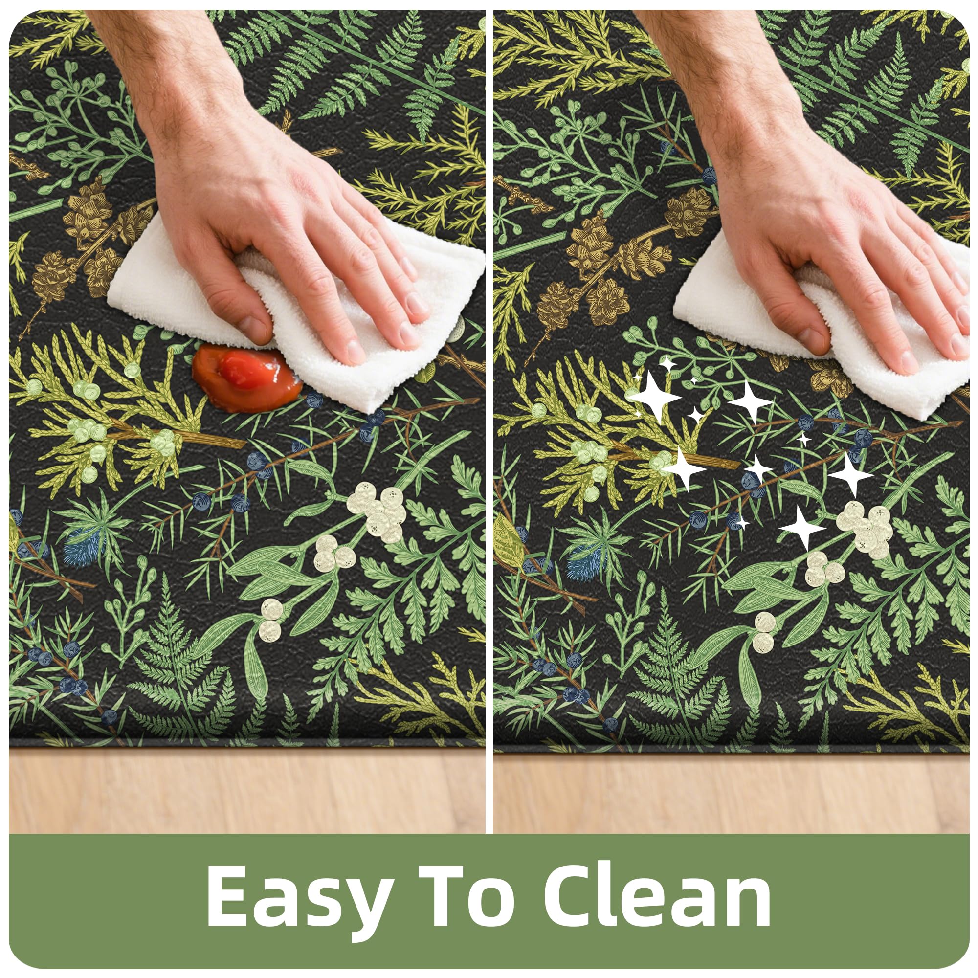 Keensoft easy clean kitchen rug wipes away messes quickly