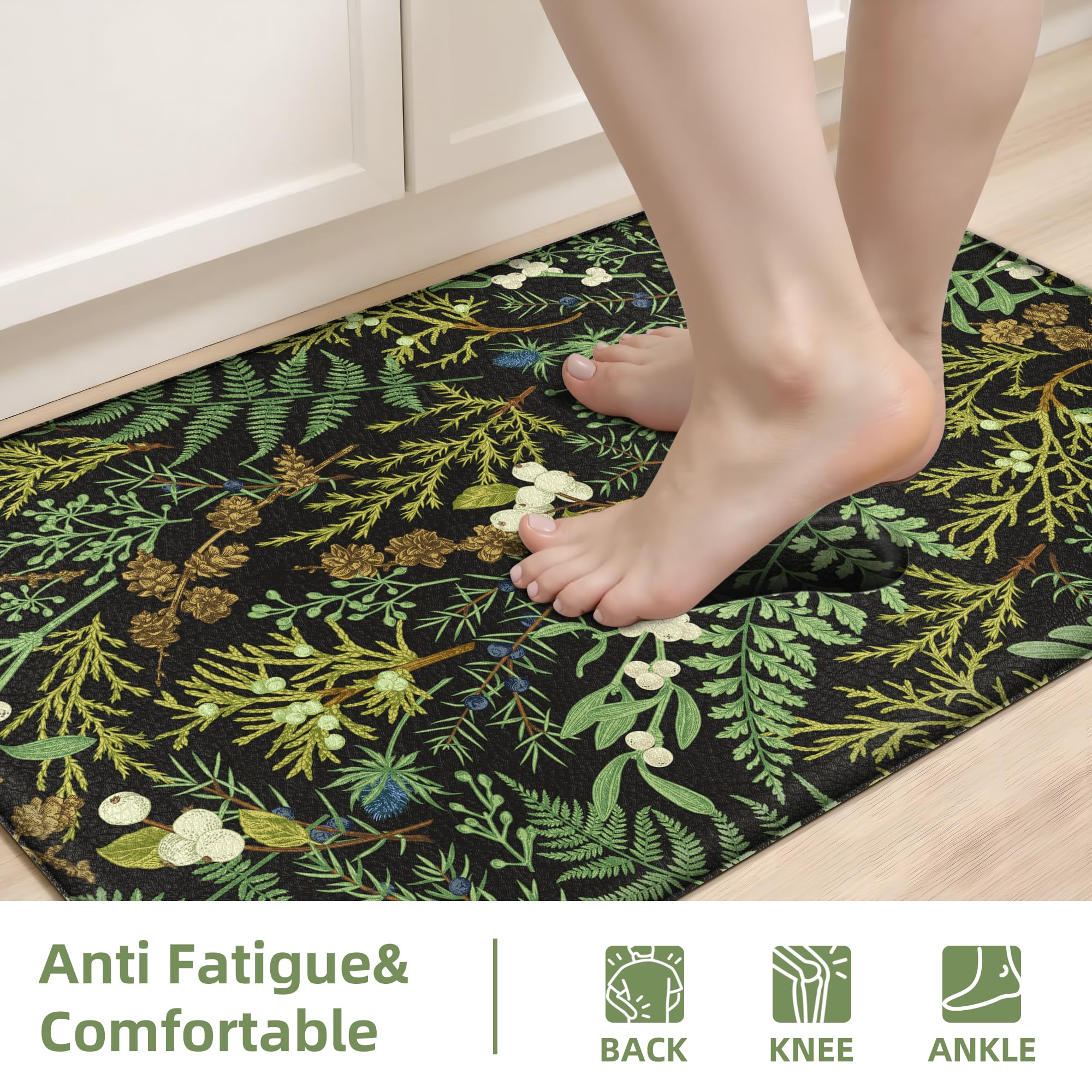 Keensoft green black design kitchen mat complements modern kitchen decor