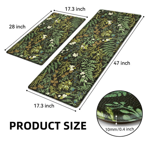 Keensoft plant leaf pattern kitchen rug in 28x47 supports long prep sessions