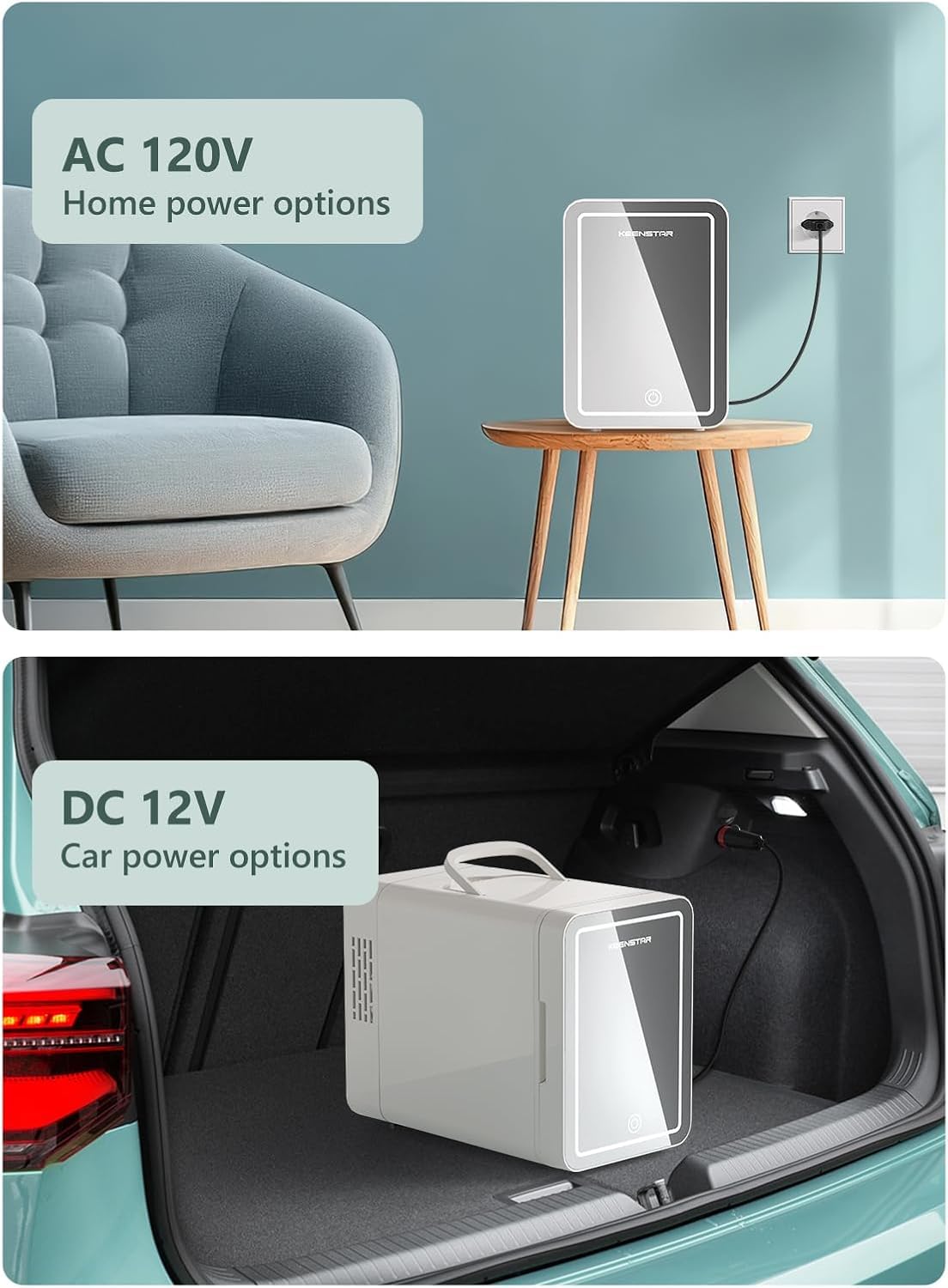 KEENSTAR mini fridge operates at ultra-quiet levels for peaceful spaces.