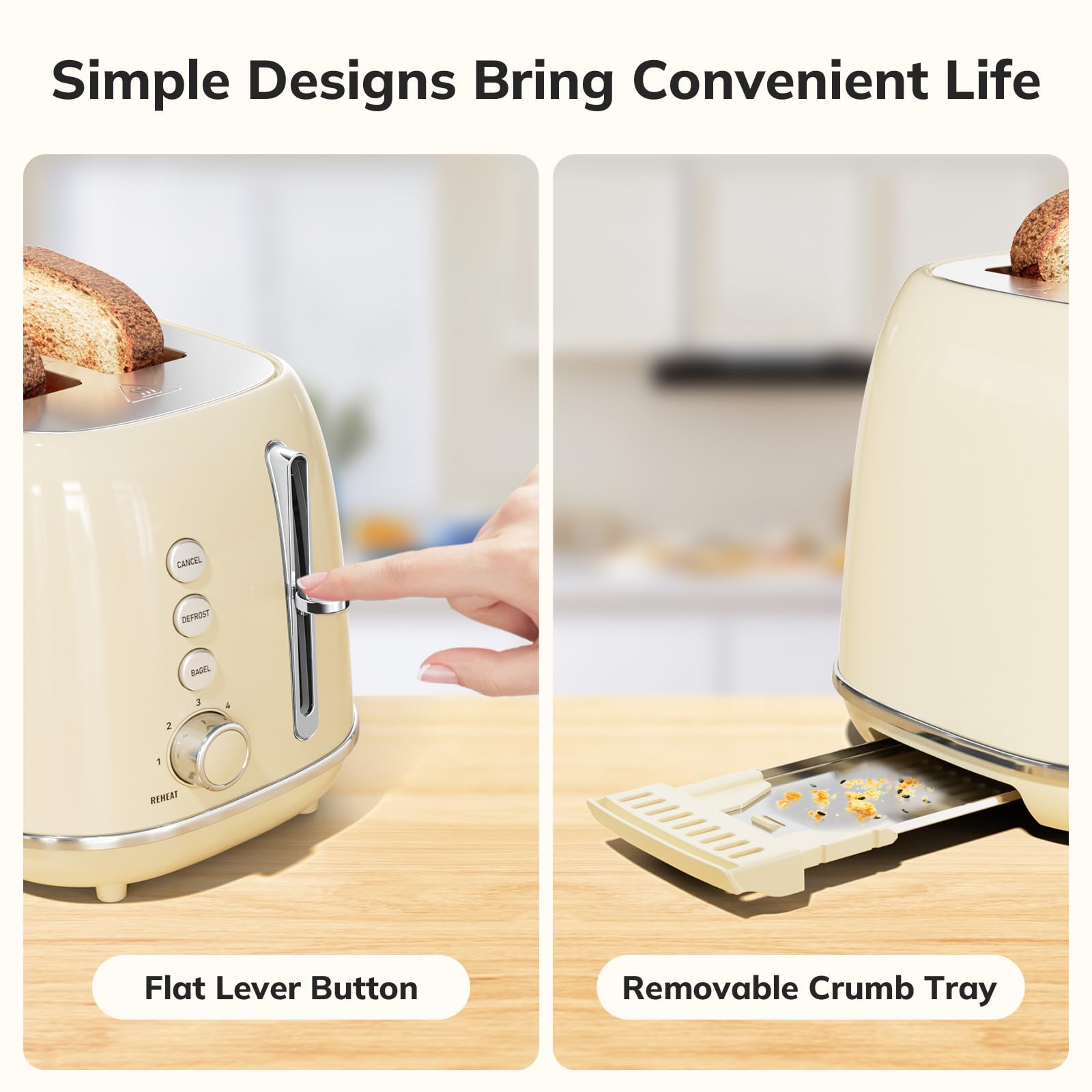 Six browning settings provide personalized toast for every member.