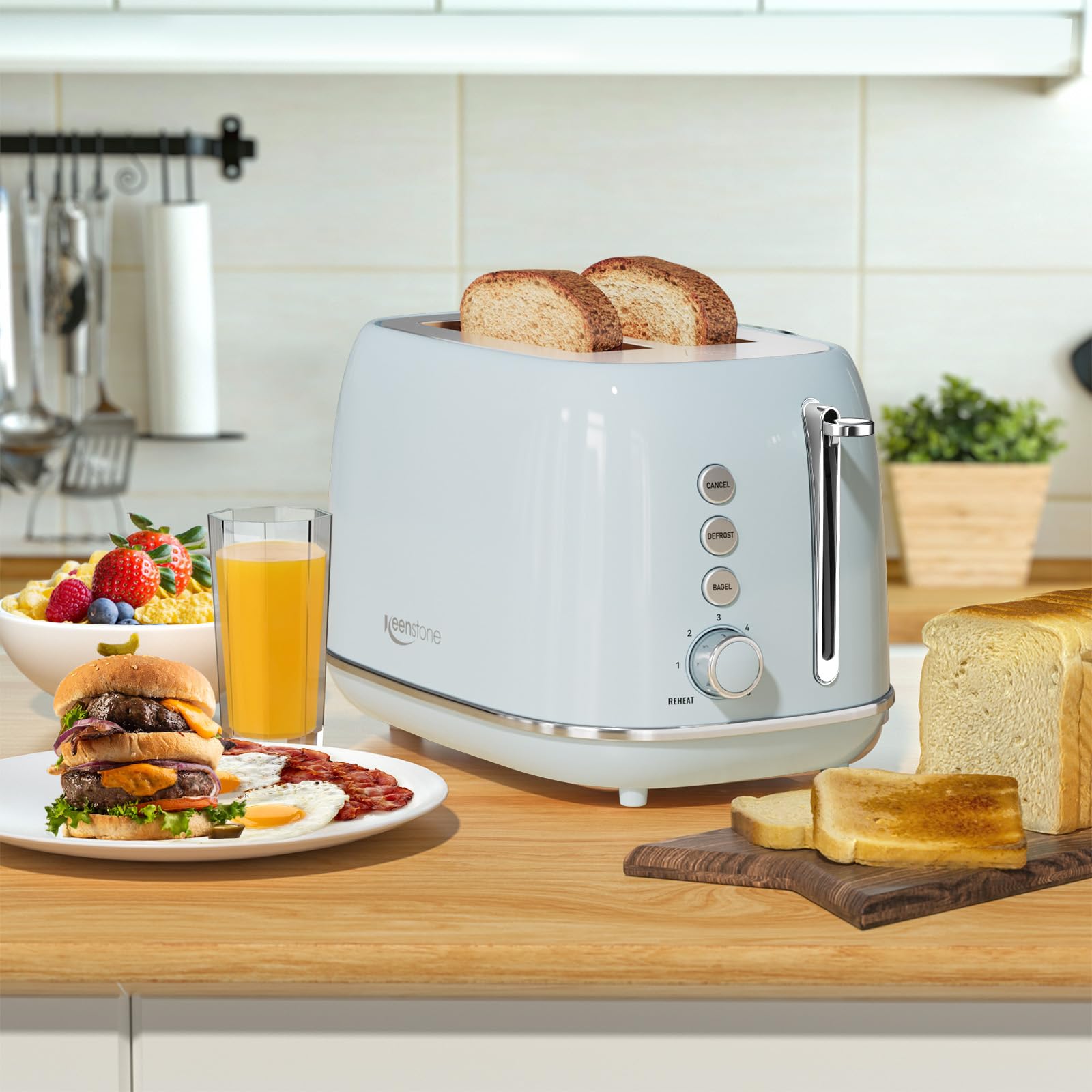 Keenstone removable crumb tray simplifies cleanup after use.