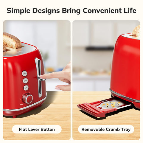 Keenstone retro toaster extra-wide slots fit thick slices and bagels.