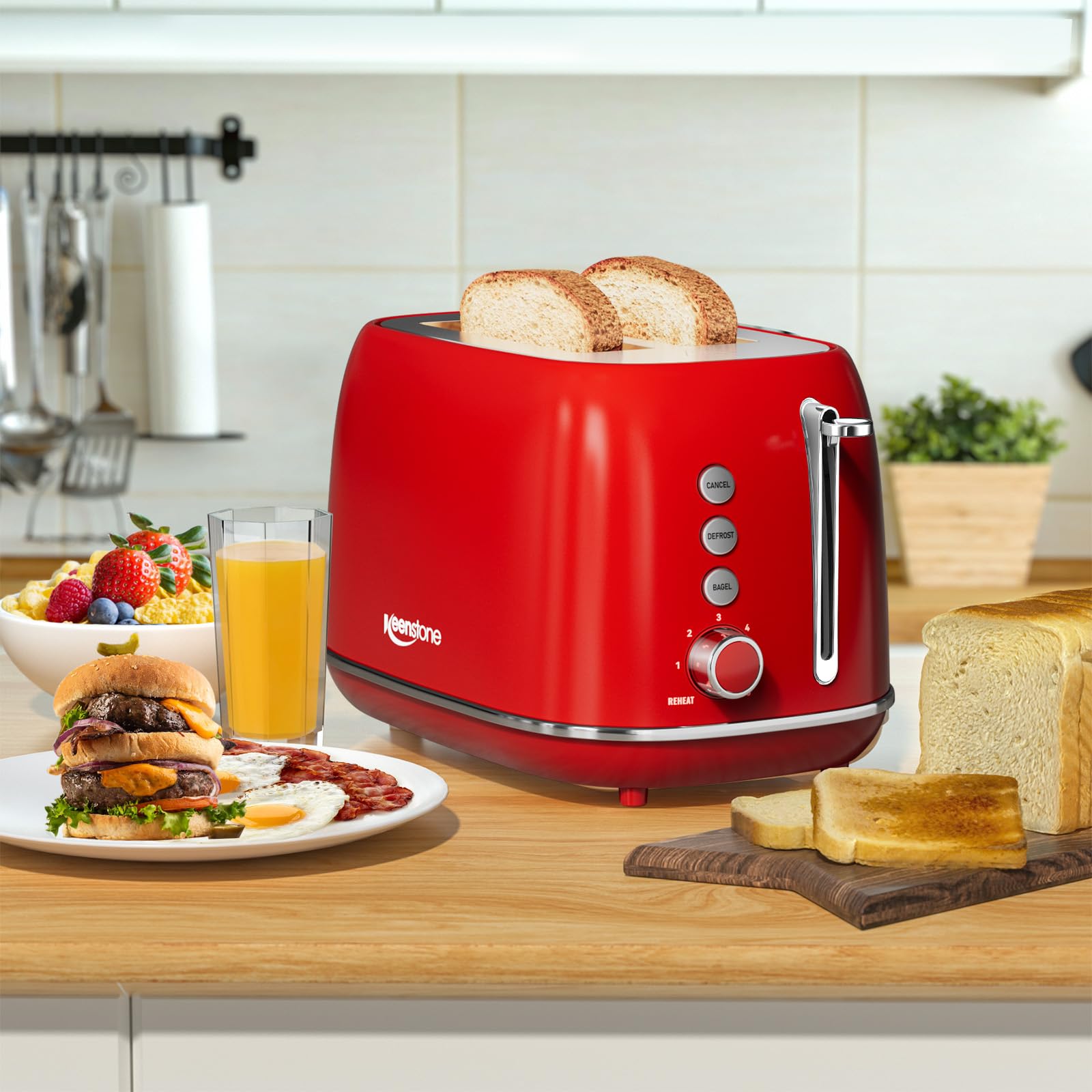 Keenstone toaster removable crumb tray for quick, mess-free cleaning.