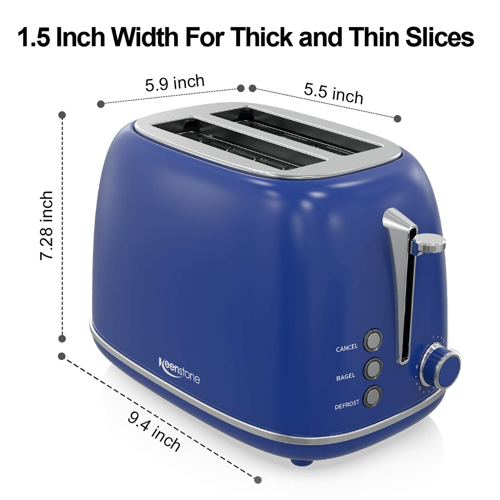 Keenstone Retro 2-Slice Toaster bagel function illustration for one-sided browning.