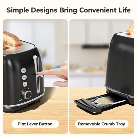 Keenstone Retro 2-Slice Toaster with extra-wide slots for thick bread.