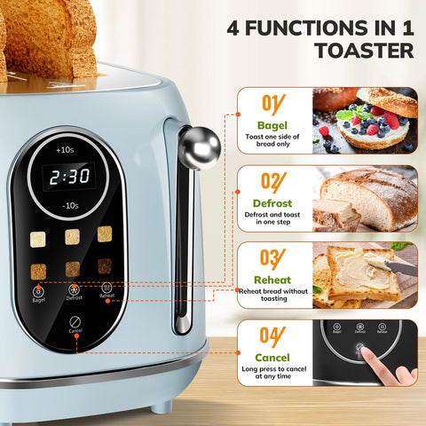Keenstone reheat and defrost functions with removable crumb tray.