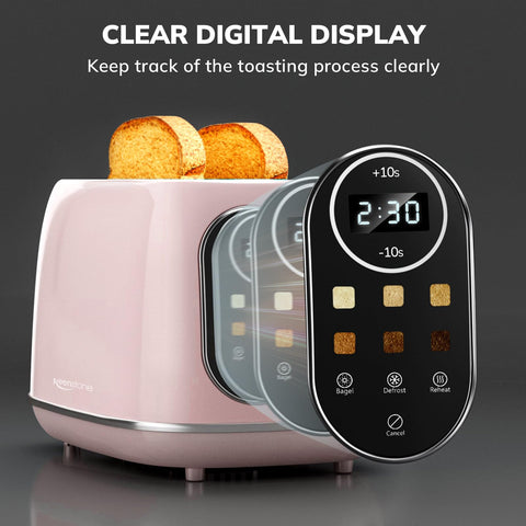 Keenstone smart touch toaster control panel shows intuitive settings for precise browning.