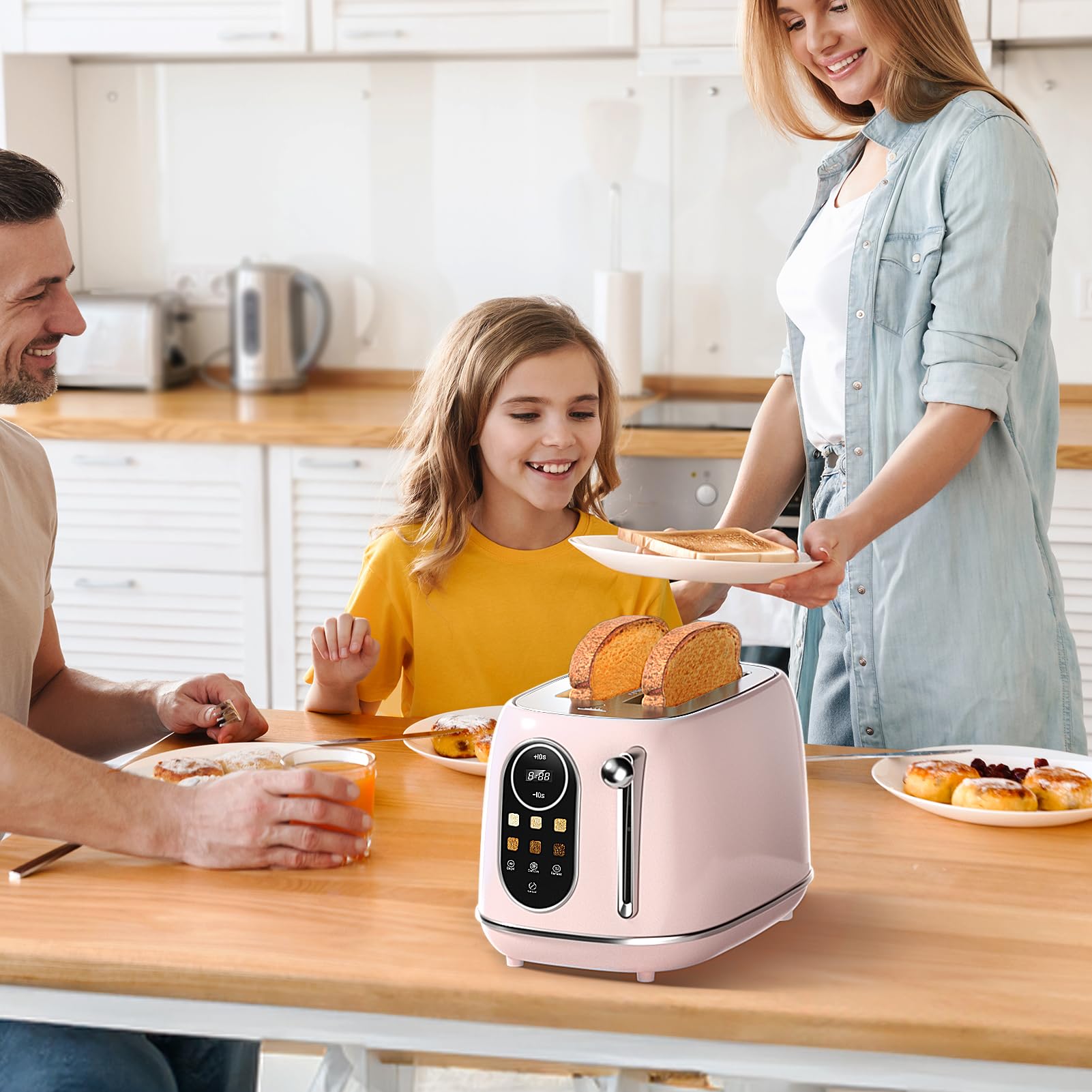 Keenstone pink stainless steel finish adds style and durability.