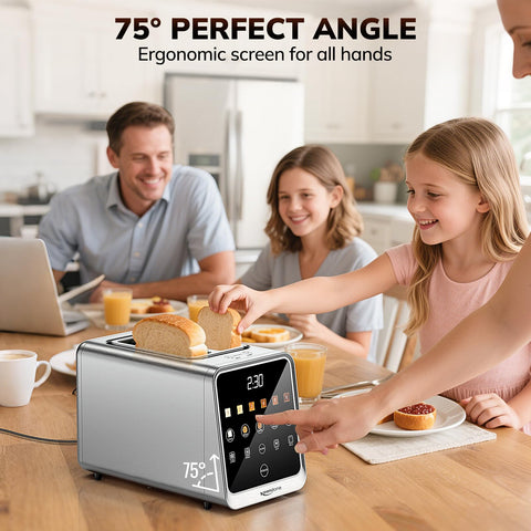 Keenstone Toaster 2-Slice Dual Control delivers synchronized browning for family breakfasts.